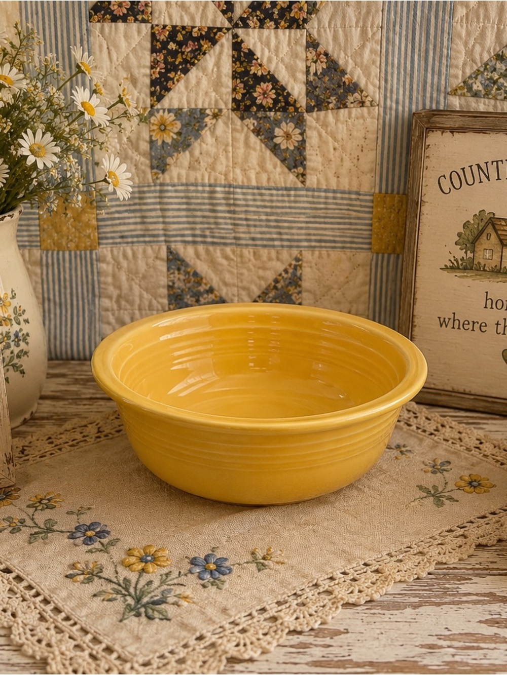 Vintage Fiestaware Yellow Serving Bowl